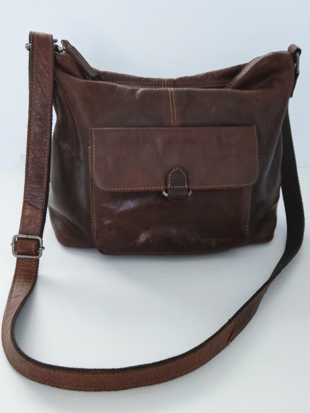 Brown Leather Bag - Classic Men's Shoulder Bag. Pre-owned.